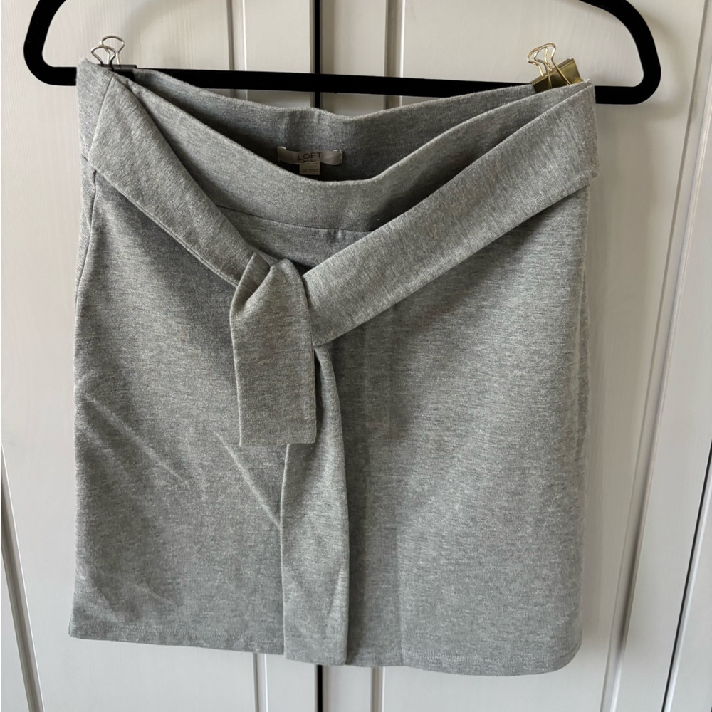 LOFT Light Gray Pencil Skirt with Tie-Front